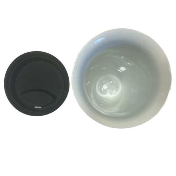 Ciroa Porcelain Travel Mug Coffee Typography Black White Silicone Lid Reusable - Picture 8 of 9